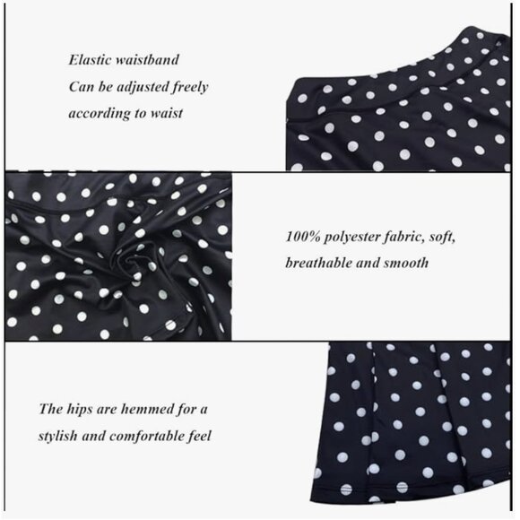 Worn 1x - Fun Polka dot Tennis Skort with pockets skirt short XL black & white - Picture 5 of 8